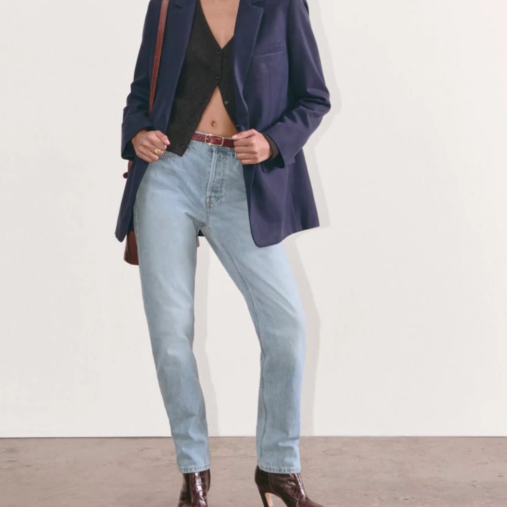 Everlane curvy cheeky straight organic jeans Classic Blue Women's Jeans size 26
